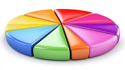 Obraz premium Neatly divided D pie chart with shadowed depth effect and simplified text annotations