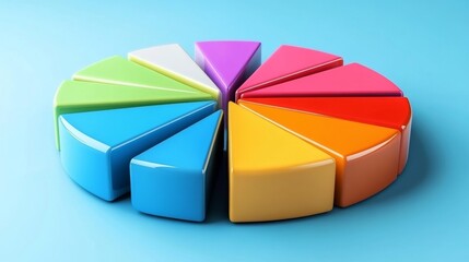 Obraz premium Minimal D pie chart with gentle gradients and floating effect, built for clean presentations