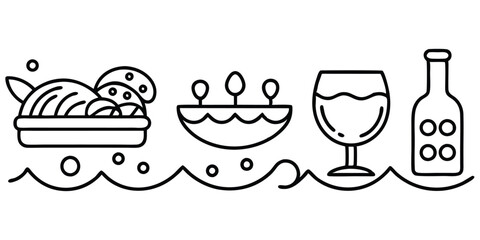 vector illustration of wine bottle and glass