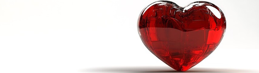 Red heart on white background