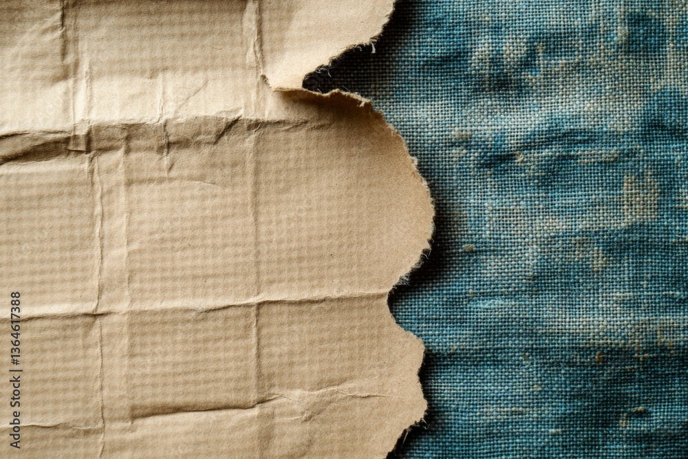 Poster textured paper and fabric contrast showcasing natural materials and artisanal craftsmanship in a cre