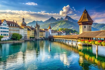 Lucerne Waterfront: Majestic Swiss Alps & Lake Lucerne View