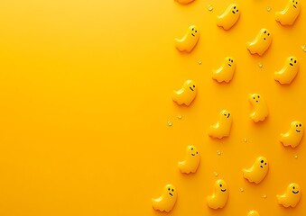 Halloween Ghosts on Yellow Background