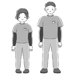 Naklejka premium 動物に関わる職業の男女イラストセット