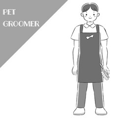 ペットトリマーの男性のイラスト