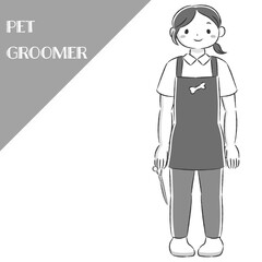 ペットトリマーの女性のイラスト