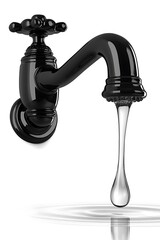 Leaky Faucet, Water Droplet, White Background