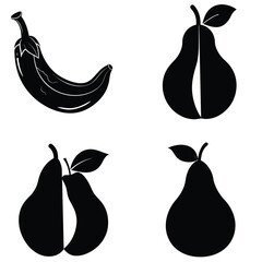 Fresh set of ripe pears with green and yellow tones, isolated on white background, representing healthy, organic fruit with leaves, perfect for a nutritious diet