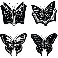 Set of colorful vector butterflies isolated on white background