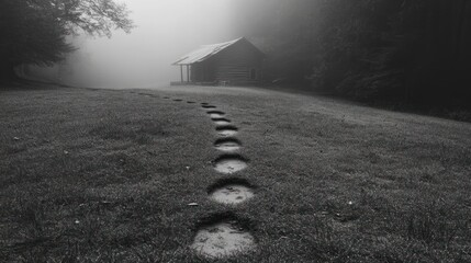 Foggy Path to Cabin