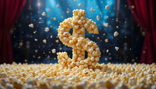 Popcorn Dollar Sign on Theater Stage