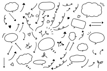 かわいい吹き出しと矢印のセット