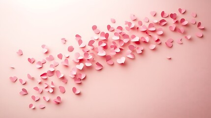Pink paper hearts with romantic design.