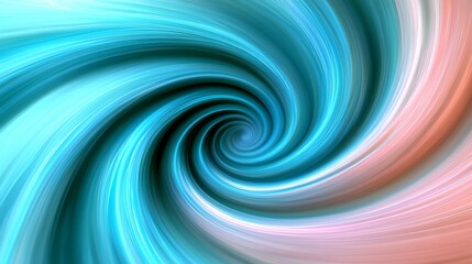 Obraz premium Abstract Swirling Vortex Teal Peach and White Dynamic Spiral Design