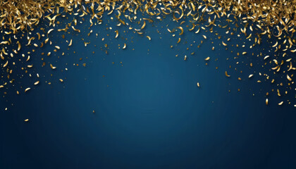 Stylish and modern blue background adorned with subtle gold confetti accents, perfect for presentations, celebrations, or prestigious events