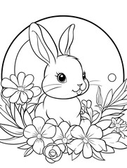 Cute Rabbit Coloring Page.