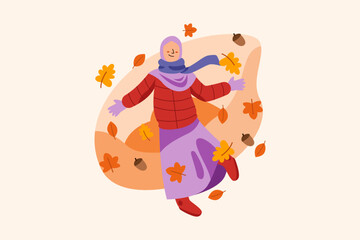 Women wear autumn clothes illustration