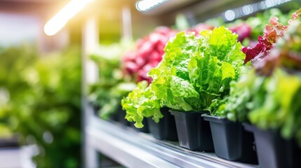Fresh hydroponic lettuce display in a modern store