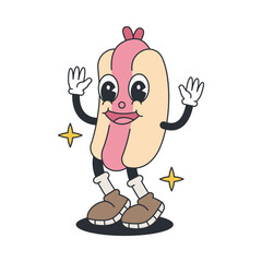 Groovy Hotdog Cartoon Character Illustration