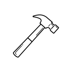 Angled Hammer Outline Vector Illustration
