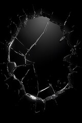 Shattered Glass Hole Black Background