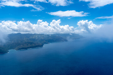 Aerial view of Hiva Oa island in the Marquesas, French Polynesia