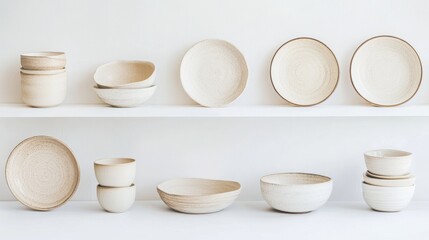 Elegant Minimalist Dinnerware Set on Clean White Background