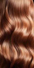Fototapeta premium Close Up Of Luxurious Auburn Hair Waves, Flowing, Shiny, And Elegantly Arranged Against Background