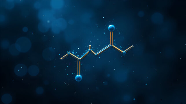 2-Arachidonoylglycerol, 2-AG molecule. It is an endocannabinoid, formed from omega-6 arachidonic acid and glycerol. Structural chemical formula on the dark blue background