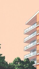 elegant curve silhouette flat design side view architecture theme cartoon drawing colored pastel