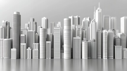 Obraz premium Modern Cityscape Skyline Minimalist Grayscale Image