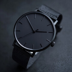 Black EONIQCO watch on black leather.