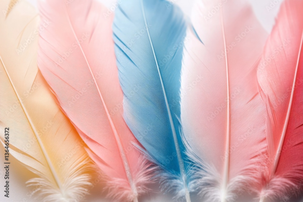 Aufkleber colorful feathers arranged in a row display vibrant hues and delicate textures