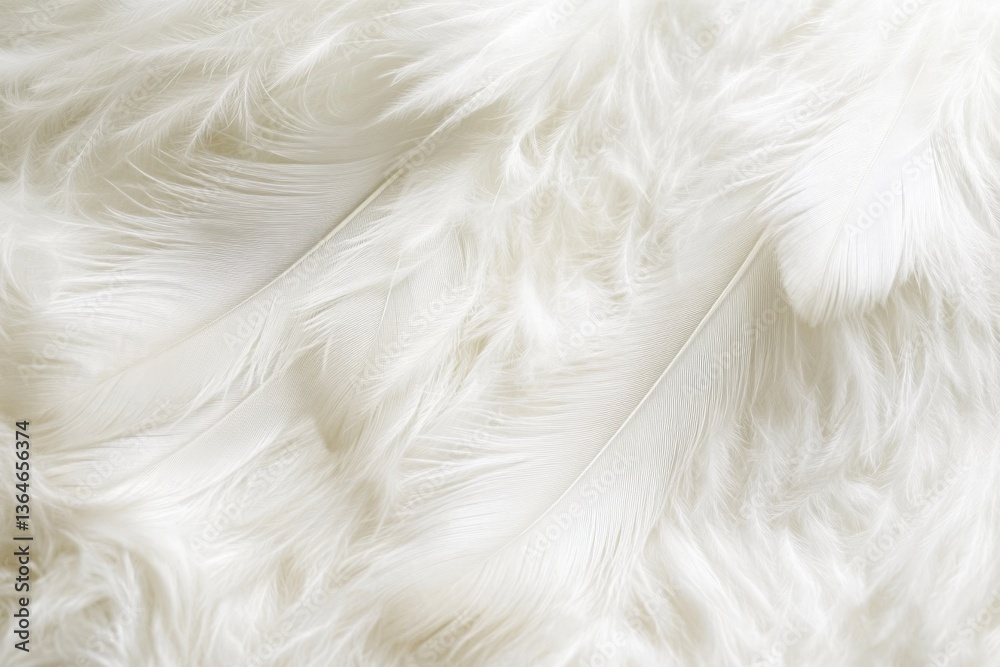 Fototapete Soft white feathers resting on a plush white surface create a serene and elegant ambiance in the setting
