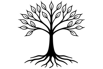 Obraz premium a simple tree with roots design line art vector illustration
