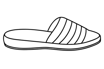 minimalist slide sandals with a cushioned sole line art vector illustration