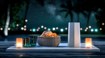 Glowing orb mystical cityscape night abstract