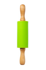 Dough rolling pin isolated on white background, top view