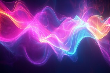 Obraz premium Colorful abstract waves illuminate the dark background with vibrant hues and flowing patterns