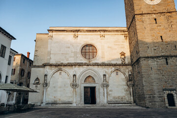 Koper, Slovenia - August 16, 2024: The Roman Catholic Diocese of Koper, housed in a historic complex near the cathedral in the old town