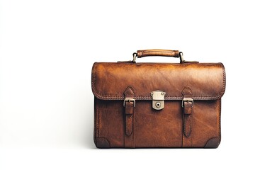 Brown leather briefcase, classic style