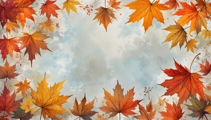Pattern of Autumn Leaves on Soft Background