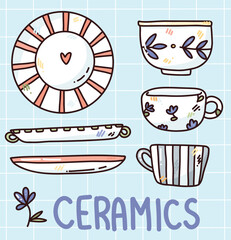 set with ceramic dishes