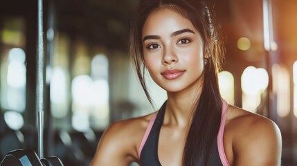 Obraz premium Focused woman in gym, healthy lifestyle