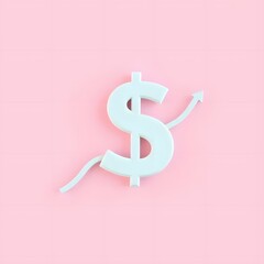 3D Illustration of Pink Dollar Rising