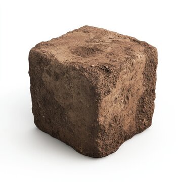 Cubed earth sample, isolated on white
