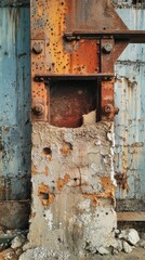 Rusted Industrial Relic with Crumbling Metal and Concrete Texture