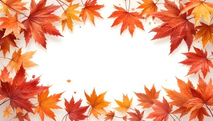 Fototapeta premium Red and orange autumn leaves frame