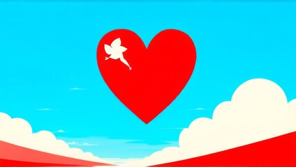 red heart on a blue background