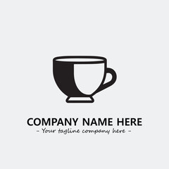 Cup illustration black and white for logo company vector image
